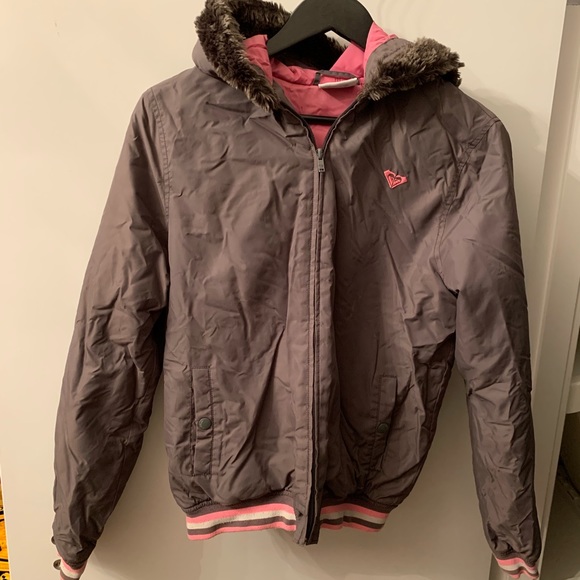 Roxy padded nylon jacket fluffy hooded bomber - Picture 3 of 6